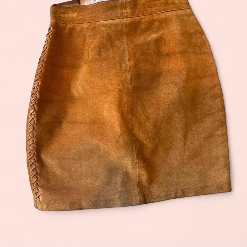 Vintage-Vera Pelle Caramel Suede Mini Skirt